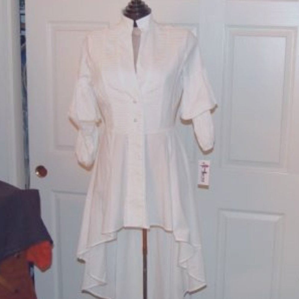 White Cotton Blouse with tail